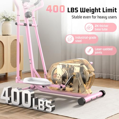ANCHEER Elliptical Machine for Home,Hyper-Quiet Magnetic Elliptical Trainer - color: Light Pink