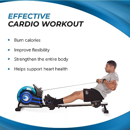 Stamina Inmotion Rower Compact, Efficient Cardiovascular Rowing Machine Smooth Adjustable Tension - color: black, blue