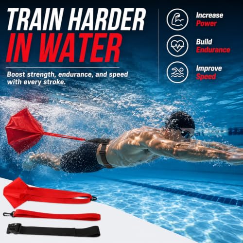 Leyndo 2 Sets Swim Parachute Resistance Training Adjustable Swim Belt