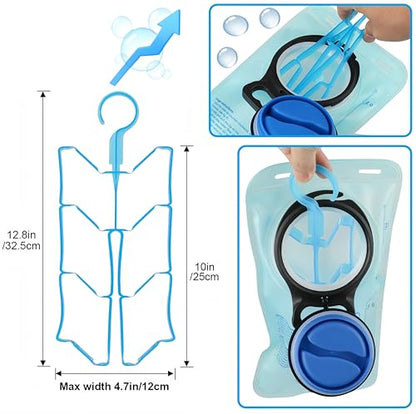 4PCS Outdoor Backpack Reservoir Cleaning and Drying Kit Flexible Brushes for Hose and Bite Valve Collapsible Drying Frame Carrying Pouch for Hydration Bladder Maintenance