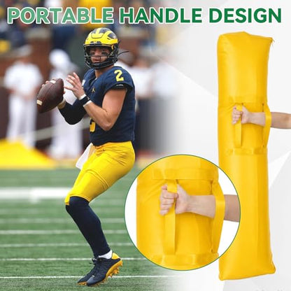 Football Step Over Dummy Inflatable PU Football Tackling Dummy with Heavy Duty Handles and Pump Athletic Agility Tackling Dummies Waterproof Training Equipment for Footwork Drills Sports Practice - color: Yellow