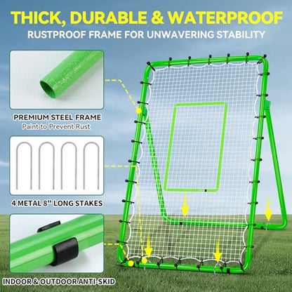6 Adjustable AnglesVolleyball Rebounder Net 7x4 FT Bounce Back Trainer - color: Green