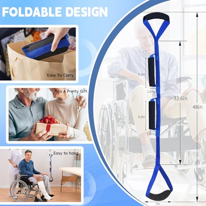 48 Inch Long Leg Lifter, Rigid Leg Lifter Strap With EVA Handgrips &Foot Loop, Leg Lifter After Hip Replacement&Knee Surgery Recovery Aids Kit,Leg Lifters Getting Legs In And Out Of Bed,Car,Wheelchair - color: Blue, size: 48 Inch