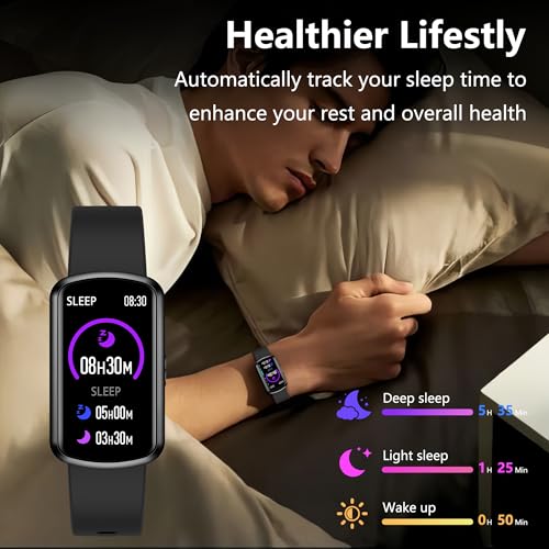 Health Fitness Tracker, Smart Watch with 24/7 Heart Rate, Activity Tracker with Blood Pressure and Blood Oxygen Monitor, 120 Sport Mode Waterproof Sleep Tracker for Women Men - color: Light Black