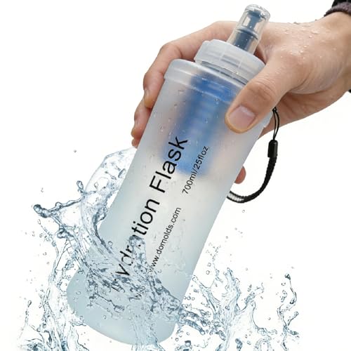 AXEN Collapsible Water Bottle with Filter for Hiking Travel, 700ml Clear - color: Translucent White-700ml