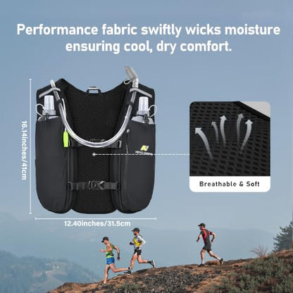 N NEVO RHINO 5L Running Vest , Hydration Vest Pack with 1.5L Water Bladder - color: Black