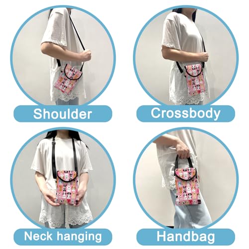 Neoprene Cell Phone Sleeve Pouch Case Bag with Crossbody Strap Neck Lanyard for Women 7.5 X 4.3 in Pink Dog - color: Pink Dog 1