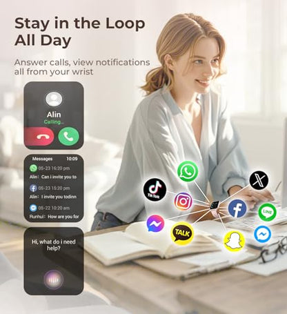 Iaret Smart Watch for Women, 1.83" HD Fitness Tracker with 4 Bands, Answer/Make Calls, Heart Rate/Sleep/SpO2/Step Tracking, 100+ Sport Modes, Android/iPhone Compatible Gift (White) - color: White