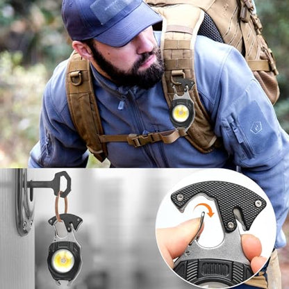 MAKDAK 4PC Keychain Flashlight Rechargeable Cob Keychain Work Light 7 Modes High Lumen Flashlights for EDC Camping Tent Light, Emergencies, Hiking,Car Repairing,Power Outrage,Pet Walking - color: Black*4PC