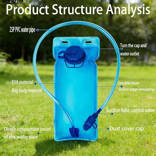 【Sonuto 2L Large Capacity Collapsible Sports Water Bottle】-Soft Flask Canteen with Wide Mouth-Portable Leak Proof and BPA -Free for Running, Hiking, Cycling, Gym Workouts