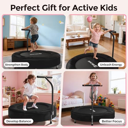 BCAN SP1 36'' Kids Toddler Trampoline Indoor, Foam Handle | FED Fitness - color: Black-Classic