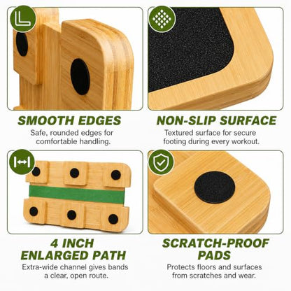 MUCITAGF Bamboo Resistance Band Foot Plate, Non-Slip Workout Platform