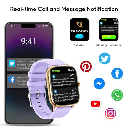 Popglory Smart Watch, 1.69'' Fitness Watch Women Men with Heart Rate, Blood Pressure, Blood Oxygen & Sleep Monitor, 110 Sports Modes Fitness Tracker, Waterproof Pedometer Compatible Android iPhone