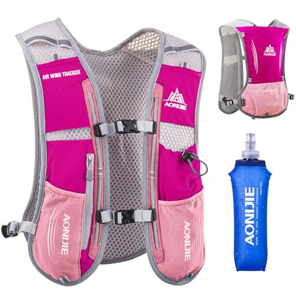 Azarxis Hydration Running Vest Backpack Pack 5L 5.5L for Women and Men Jogging Trail Race Marathon Cycling Hiking - color: Rose Red