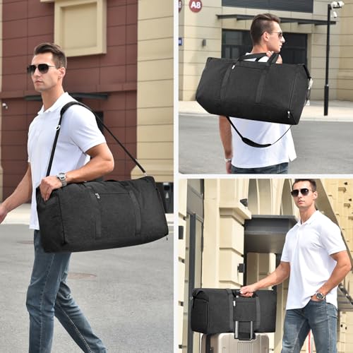 Carry On Luggage 22x14x9 Airline Approved, 65L Gym Duffle Bag for Travel - color: Black, size: 65L