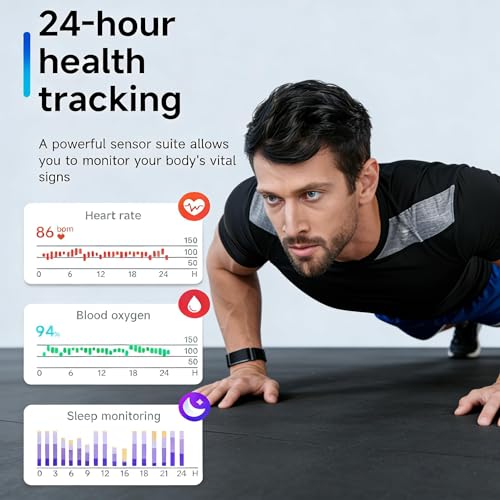Smart Bracelet Health Wristband Fitness Tracker Heart Rate Monitor Sleep Tracker Step Counter Pedometer Multi Sport Modes Waterproof Wearable Activity Tracker, Free App, Silicone & Nylon Strap