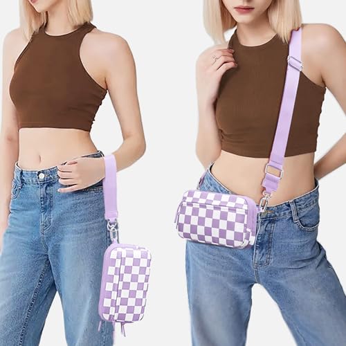 FODOKO Wristlet wallets for Women RFID crossbody bags with 4 Zippers - color: Light Purple