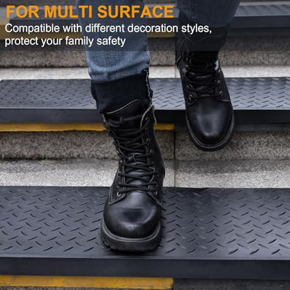 Spurtar 35" x 9.85" Rubber Stair Treads, 3 Pack Outdoor Stair Treads, Black - color: Black-Diamond, size: 35" x 9.85"-3Pack