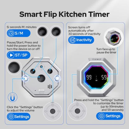 Visual Timer for Kids Kitchen Timer Pomodoro Magnetic Visual Countdown - color: Silvery