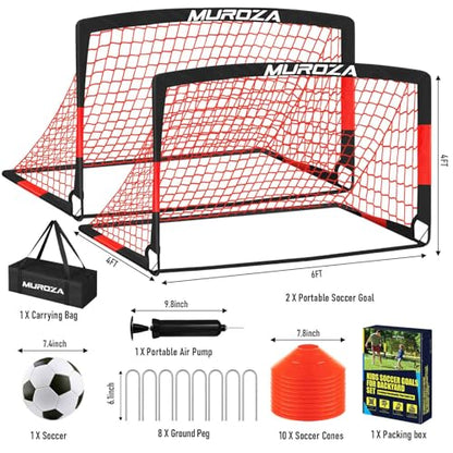 Soccer Goal, Kids Soccer Goals for Backyard Set, Pop Up Soccer Net - color: Black Red, size: 6 ft x 4 ft