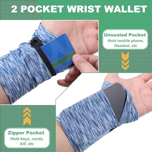 uxcell Wrist Pouch Wrist Wallet Sports Wristband Wallet with Pocket for Running Jogging Hiking Cycling Yoga - color: Blue/Red
