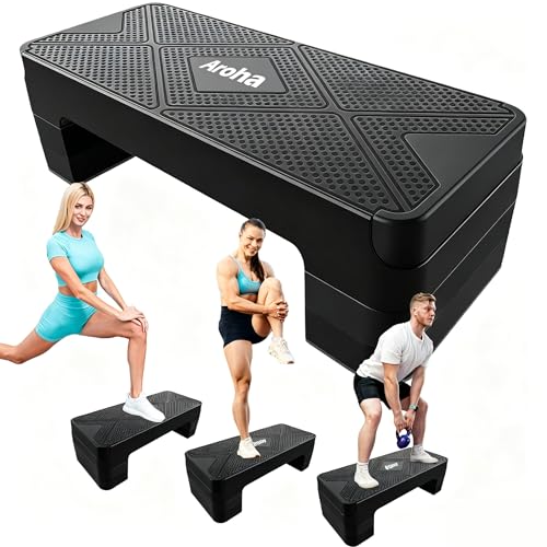 Aerobic Step Platform, Non Slip Adjustable Height Step Trainer - color: Black