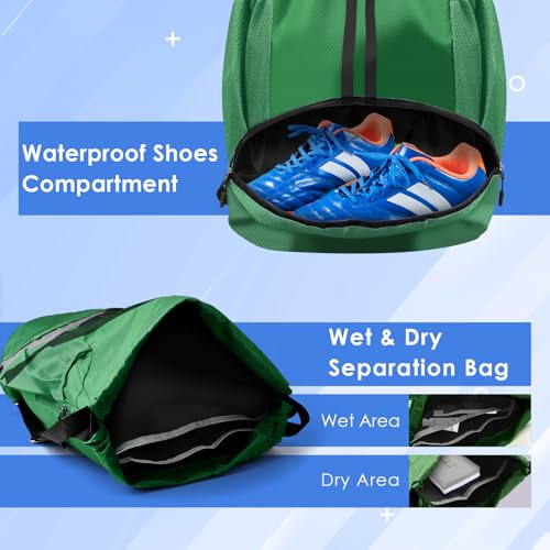BROTOU Soccer Bags, Football Backpack, Volleyball Bag, Drawstring Backpack - color: Green