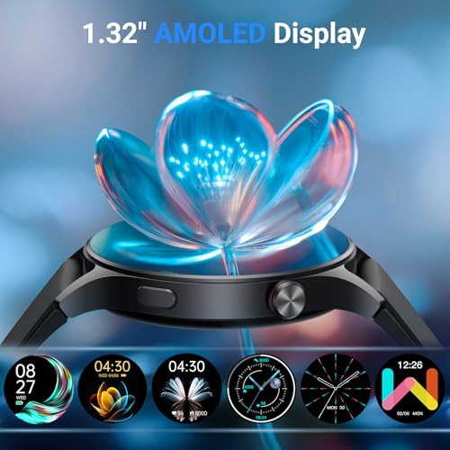 Fitpolo Smart Watch for Men Women,1.3" AMOLED Touchscreen Fitness Tracker, Make/Answer Calls, Heart Rate SpO2 Monitor, 3ATM Waterproof, Sleep & Activity Tracking Smartwatch for Android Phones iPhone - color: Black