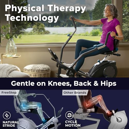Teeter FreeStep Recumbent Cross Trainer Stepper, Zero-Impact Exercise Bike Alternative w/Patented Physical Therapy Stride, Up to 350lb, Free App w/Trainer Workouts - style: LT3