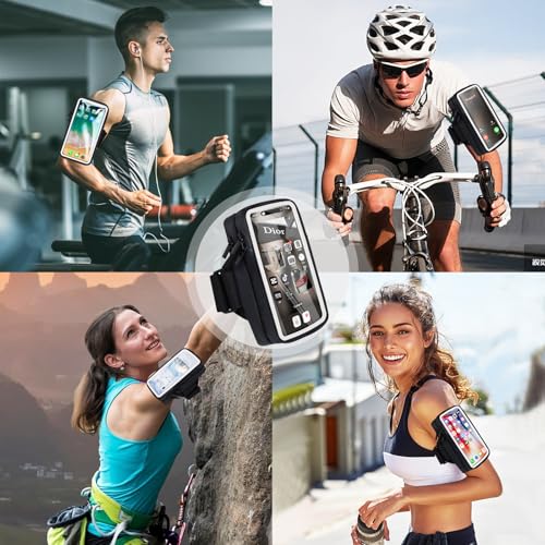Phone Holder for Running Armband Cell Phone Holder iPhone 17 16 16e 15 14 13 12 11 Pro Max Xs Xr X Plus Mini Samsung Galaxy Ultra S26, Sports Arm Bands Sleeve Fit Workout Exercise Gym Hiking - color: 13-Black with Clear Window