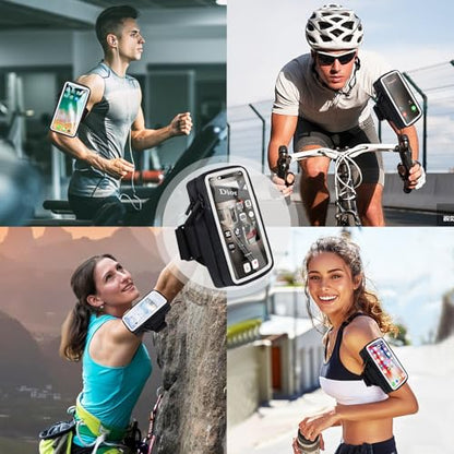 Phone Holder for Running Armband Cell Phone Holder iPhone 17 16 16e 15 14 13 12 11 Pro Max Xs Xr X Plus Mini Samsung Galaxy Ultra S26, Sports Arm Bands Sleeve Fit Workout Exercise Gym Hiking - color: 13-Black with Clear Window