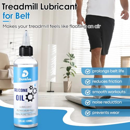4oz Treadmill Lubricant with 24inch Foldable Applicator, Pure Silicone