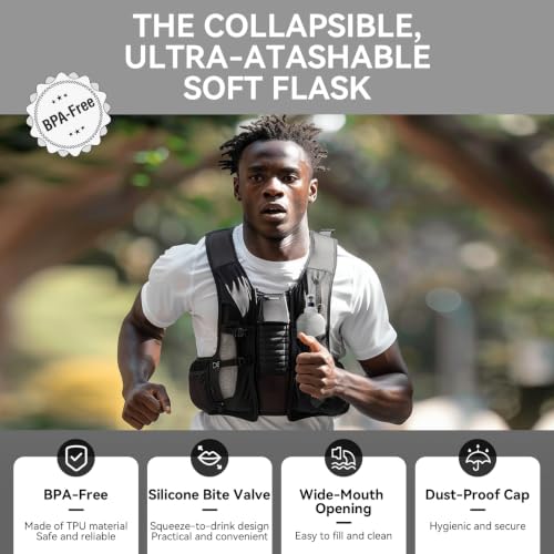 150ml Soft Flask Soft Water Bottle for Running, Hiking, Cycling and Climbing - Grey - color: 150ml, grey
