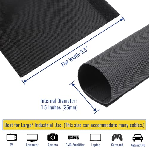 1.5" - 6.6 Ft Dog/Cat Cord Protector, Hook and Loop Cable Sleeve - size: 1.5" - 6.6Ft