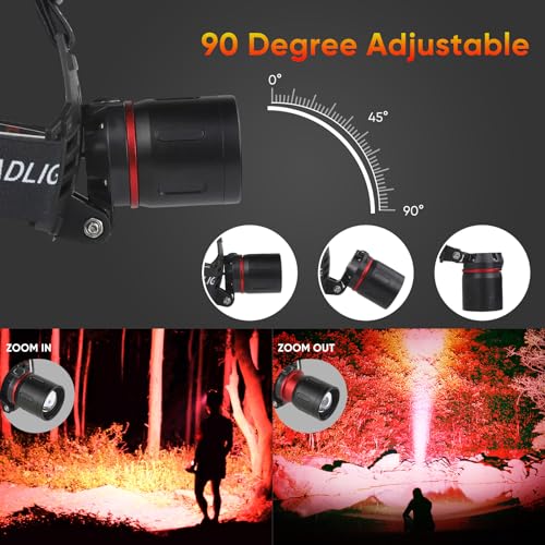 WINDFIRE Red Light Headlamp Rechargeable Red Hunting Head Light Zoomable - color: Red Light