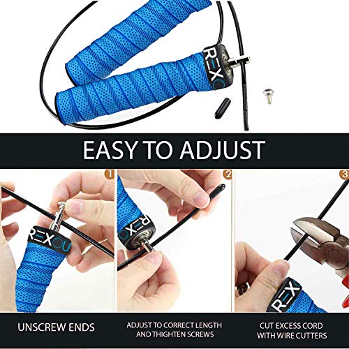 Weighted Jump Ropes for Fitness - Skipping Ropes with Anti-slip Handles with 360° Ball Bearing | Adjustable PVC Speed Jump Rope for Fitness Fat loss | Ideal for CrossFit HIIT Interval Training (Blue)