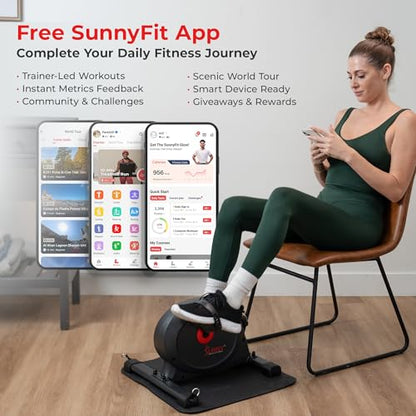 Sunny Health & Fitness Smart Mini Cycle, Under Desk Pedal Arm/Leg Exerciser - color: Dark Grey