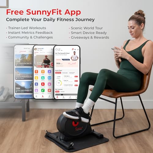 Sunny Health & Fitness Smart Mini Cycle, Under Desk Pedal Arm/Leg Exerciser - color: Dark Grey