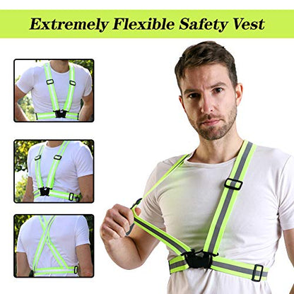 5 Pack Mount Marter Safety Reflective Vest, High Visibility for Running - color: Green