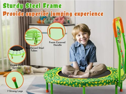 SSLine No-Gap 36'' Trampoline for Kids Toddler with Safety Pad, 36 inch Mini Trampoline with Heavy Duty Frame Indoor, Small Trampolines Max Load 220lbs, Gifts for Boys and Girls - color: Green
