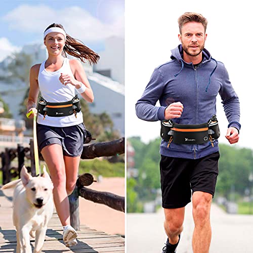 Number-one Running Belt with Water Bottles(2 x 175ML), Hydration Belt Waterproof Waist Pack Bag Fits iPhones Adjustable Sports Waist Pouch for Marathon Running Hiking Cycling - color: Orange