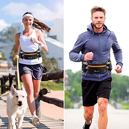 Number-one Running Belt with Water Bottles(2 x 175ML), Hydration Belt Waterproof Waist Pack Bag Fits iPhones Adjustable Sports Waist Pouch for Marathon Running Hiking Cycling - color: Orange