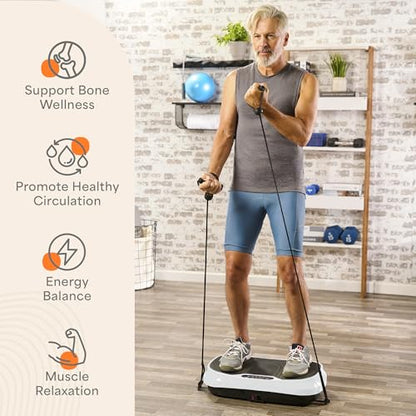 Lifepro Waver Mini Vibration Plate Exercise Machine with Resistance Bands - color: White