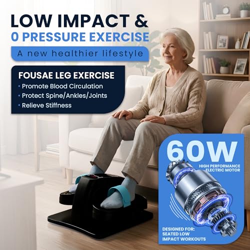 Under Desk Elliptical Machine, Electric Leg Exerciser for Seniors & Adults, Quiet Portable Seated Pedal Exerciser with Remote Control, LCD Display, 12 Speed Auto & Manual Modes - color: black