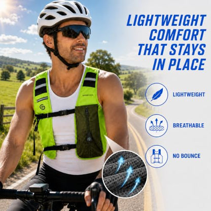 Cooling Hydration Vest with 2L BPA-Free Water Bladder, Running Vest with 3 Removable Cooling Packs, Lightweight Outdoor Pack for Hot Weather, Hiking, Cycling, Training - color: Green