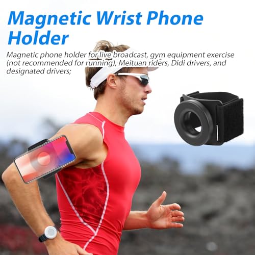 Magnetic Running Phone Holder for iPhone, 360° Rotatable Armband Cell Phone Holder Strong Adaptability Wrist Phone Compatible with 12 13 14 15 16 Pro Max Plus Mini