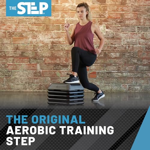 The Step Adjustable High Step Aerobic Platform with 4 Risers, Home Gym Workout Equipment, Fitness Exercise Equipment Made in the USA - color: Grey