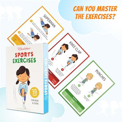 Kleintober Workout Cards for Kids & Teens I Gymnastics Equipment for Kids I Exercise Flash Cards for Kids 3+ I Workout Equipment for Indoor & Outdoor Use
