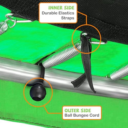 Kangaroo Hoppers Universal 12/14/15FT Trampoline Repalcement Safety Pad?Waterproof Surround Spring Foam Cover for Round Frame - color: Green