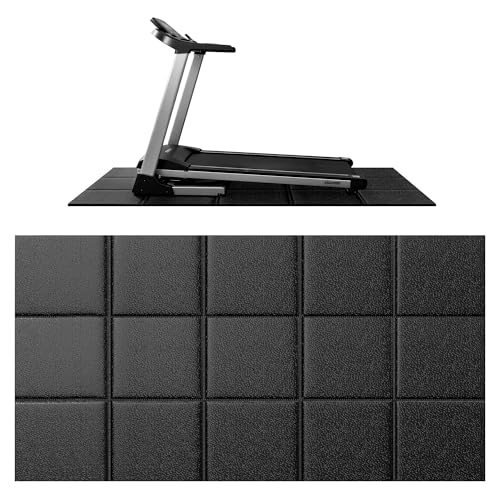 Treadmill Mat for Carpet & Hardwood Floors, 79"×39.1" Equipment Mat - color: Black, size: 78.7"L x 39.4"W x 0.2"Th